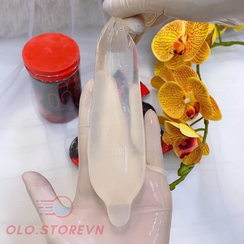 Bao Cao Su OLO 001 Đen Siêu Mỏng Nhiều Gel Bôi Trơn Hộp 3 bao , bcs trơn