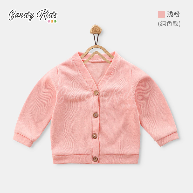 Áo Khoác Cardigan Tay Dài Màu Trơn Cho Bé 1-6 Tuổi