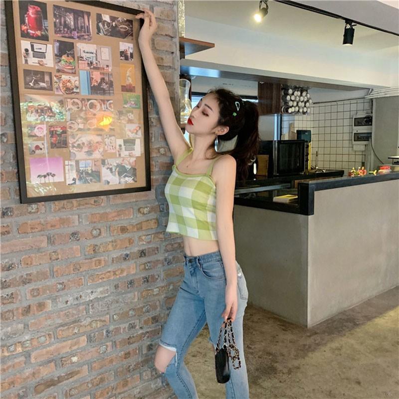 Áo dây hoạ tiết kẻ sọc caro thiết kế nữ tính thanh lịch