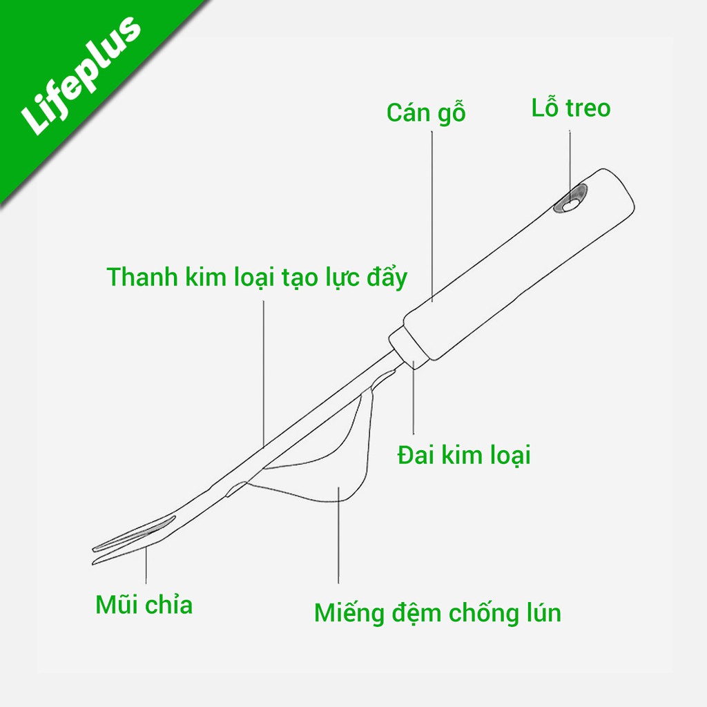 Chỉa nhổ cỏ sâu đánh bật rễ cái bằng thép không gỉ cán gỗ