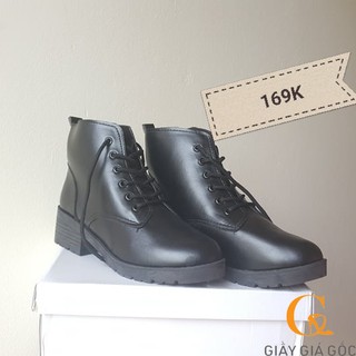 Boot da nữ, giày da nữ chiến binh - Dây buộc - Ảnh thật