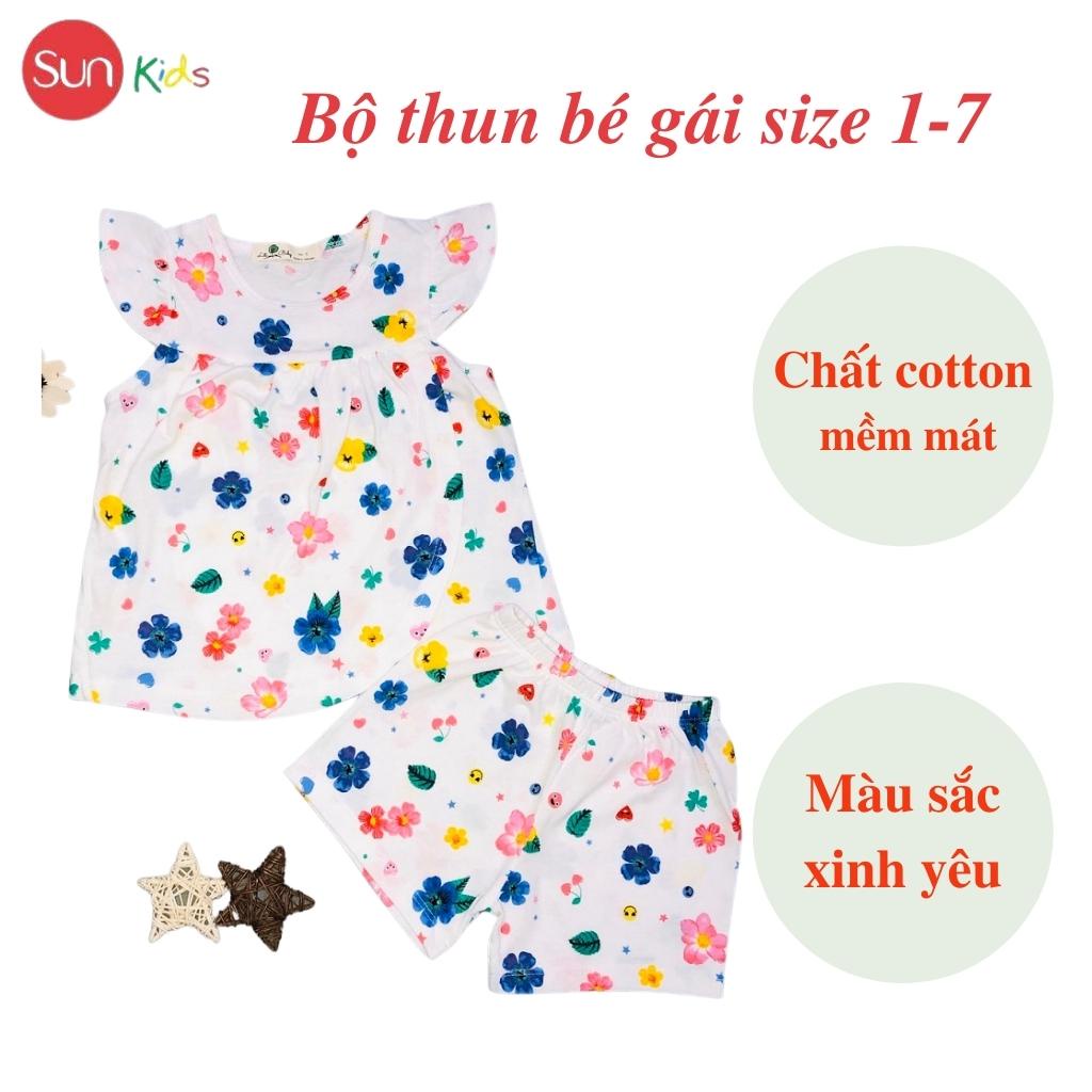 Đồ bộ thun bé gái, đồ bộ trẻ em chất cotton, có nhiều màu, size 5-8 tuổi - SUNKIDS