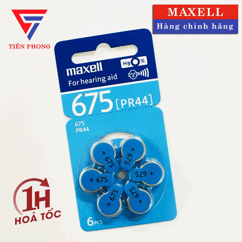 Pin Trợ Thính PR44 675 A675 Chính Hãng Maxell - Vỉ 6 viên