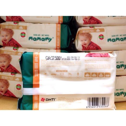 Khăn ướt Mamamy có nắp không mùi (80 tờ)