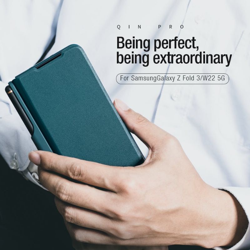Bao da Samsung Galaxy Z Fold 3 chính hãng Nillkin da mịn cao cấp bảo vệ toàn vẹn máy có khe cài bút