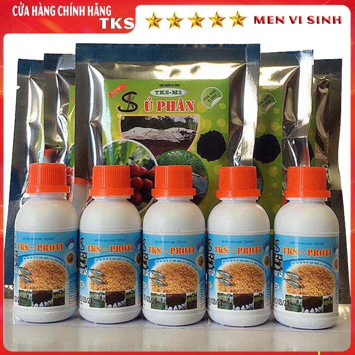 [COMBO] Men Vi Sinh PROTI+TKS-M2: Ủ Phân Cá, Bánh Dầu Làm Phân Hữu Cơ - Tách Chiết Protein, Khử Mùi Nhanh