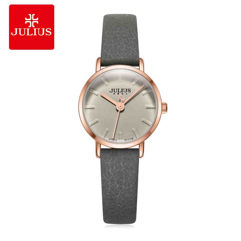 Đồng hồ nữ JA-963D Julius Hàn Quốc dây da (xám)