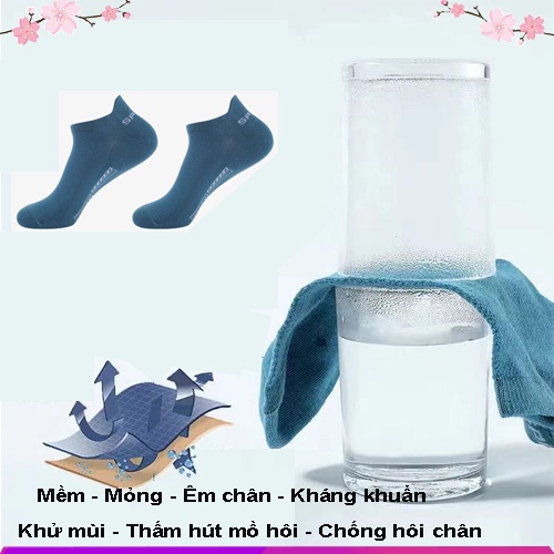 Tất cổ ngắn Sport dành cho nam nữ chống trơn trượt, hút mồ hôi chân