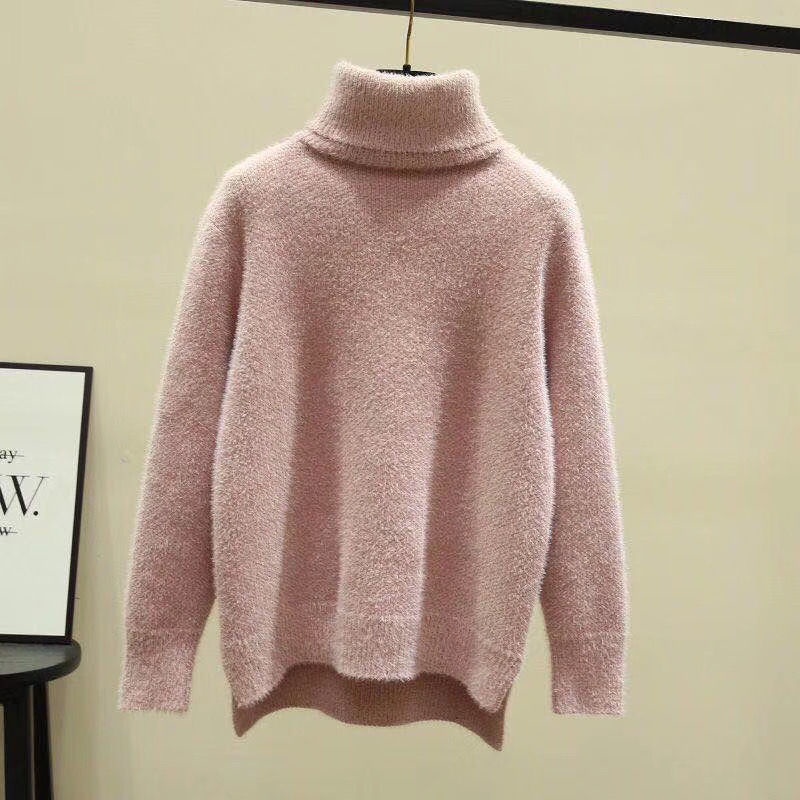Áo Sweater Dệt Kim Cổ Lọ Màu Sắc Đơn Giản Phong Cách Hàn Quốc Thời Trang Thu Đông Cho Nữ
