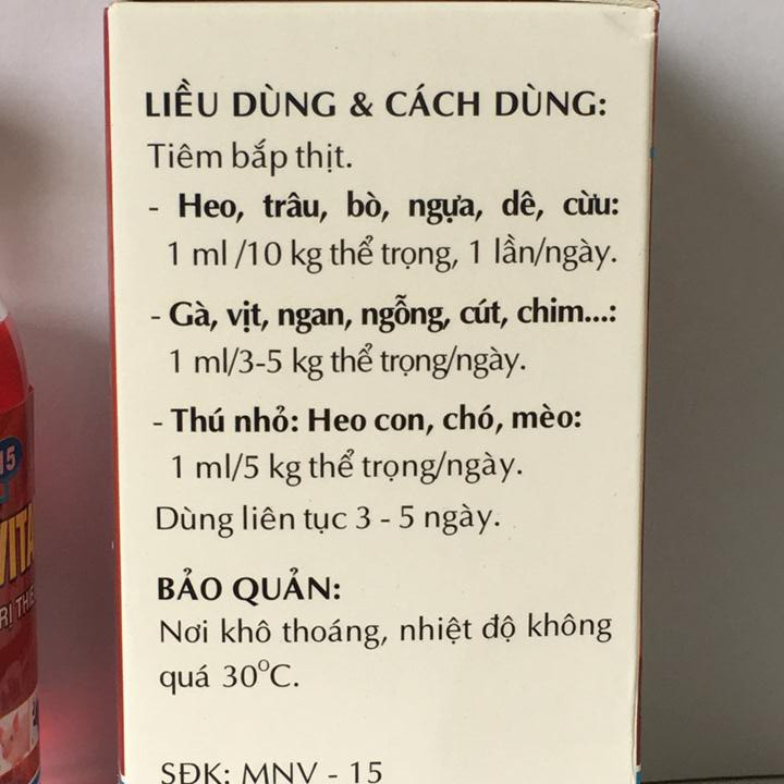 Vitamin B12 trị bệnh thiếu máu cho động vật, giải độc cho cây chai 100ml