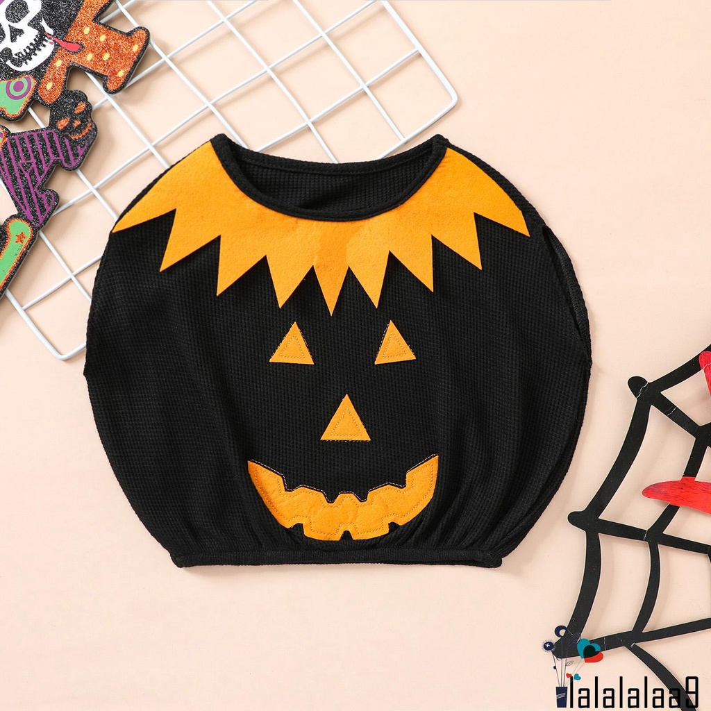 Áo Tank Top Sát Nách Cổ Tròn In Hình Bí Ngô Halloween Cho Bé Từ 6 Tháng Đến 4 Tuổi