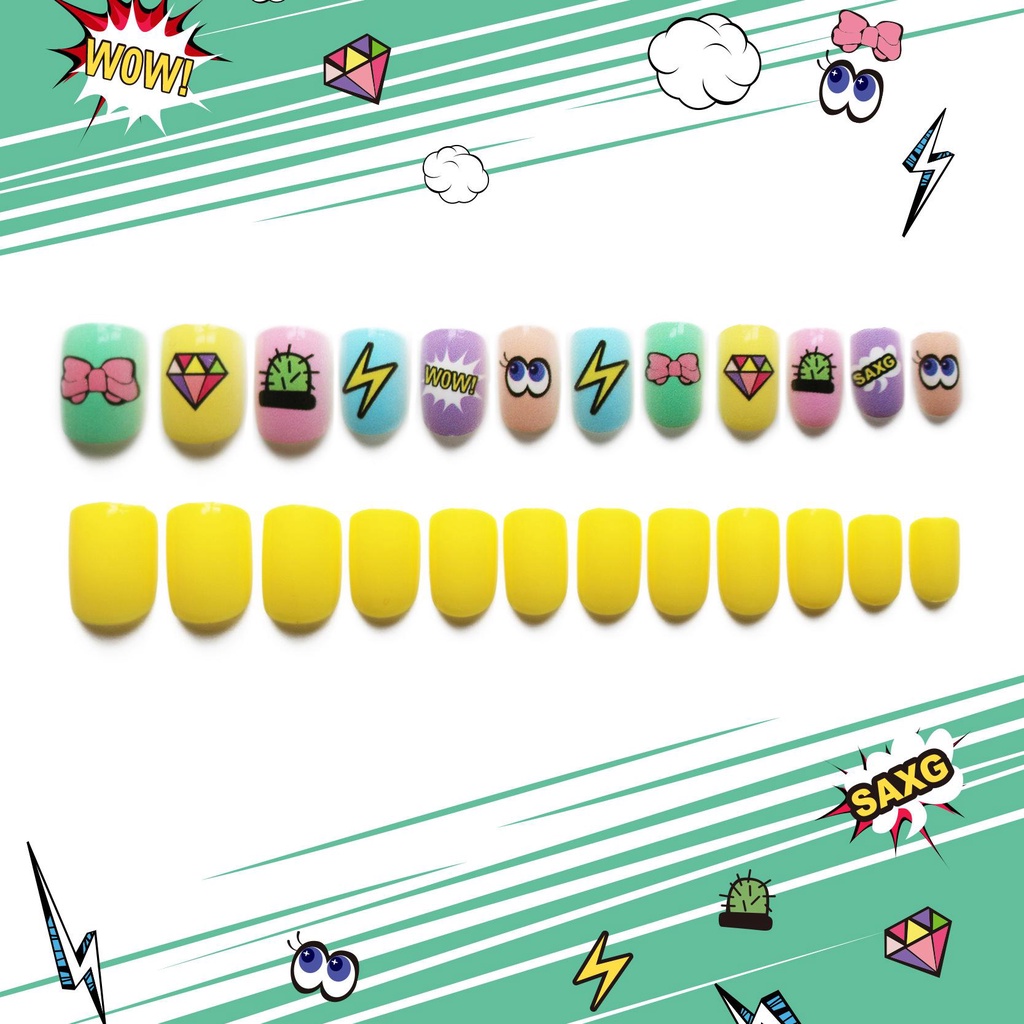 OCEANMAP Móng Tay Giả Che Phủ Toàn Diện Màu Kẹo Dễ Thương Cho Bé