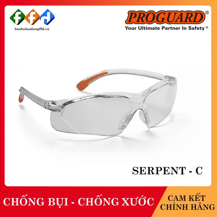 Kính bảo hộ ProGuard Serpent C mắt kính trắng, Kính chống va đập, chống xước, chống bụi, tia UV, chống đọng hơi nước