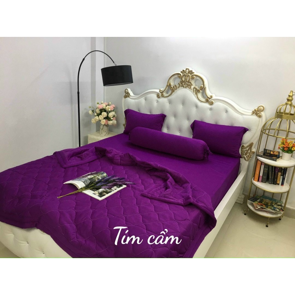 Ga giường thun lạnh Hàn Quốc nhiều màu trơn tông hồng tím - LanhNguyenShop