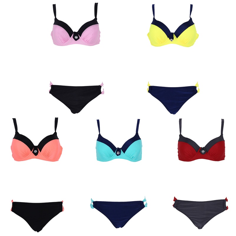 Bộ Đồ Bơi Bikini Hai Mảnh Có Đệm Nâng Ngực Màu Sắc Tương Phản Dành Cho Nữ