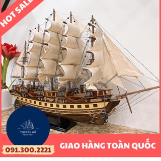 [ HOT DEAL ] Mô hình thuyền gỗ trang trí - Thuyền gỗ FRANCE của Pháp - Dài 79cm