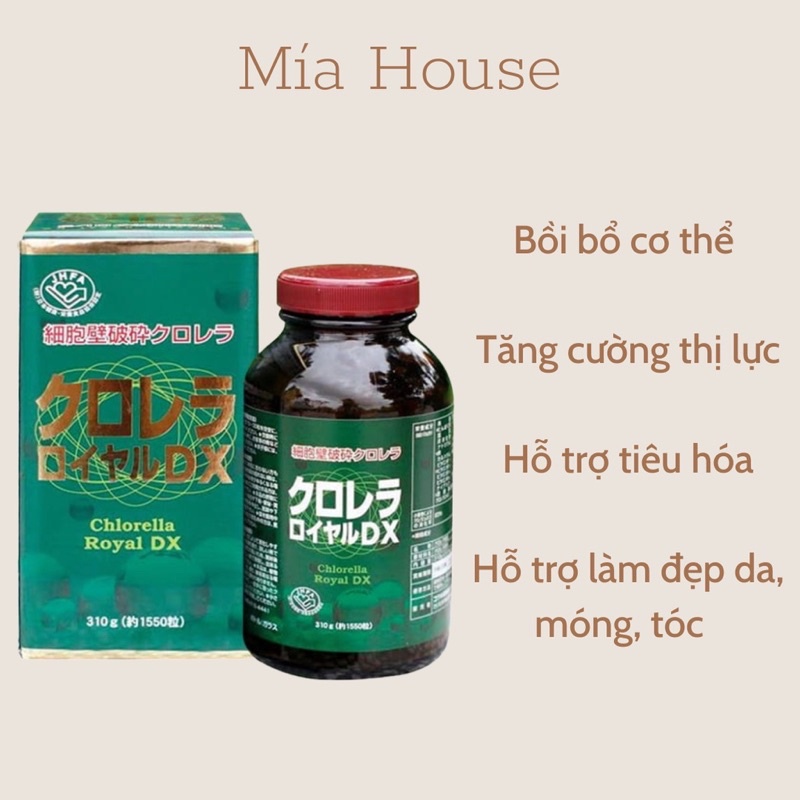 Tảo Lục Hoàng Gia Chlorella Royal DX 1550 viên  Nhật bản Chính hãng