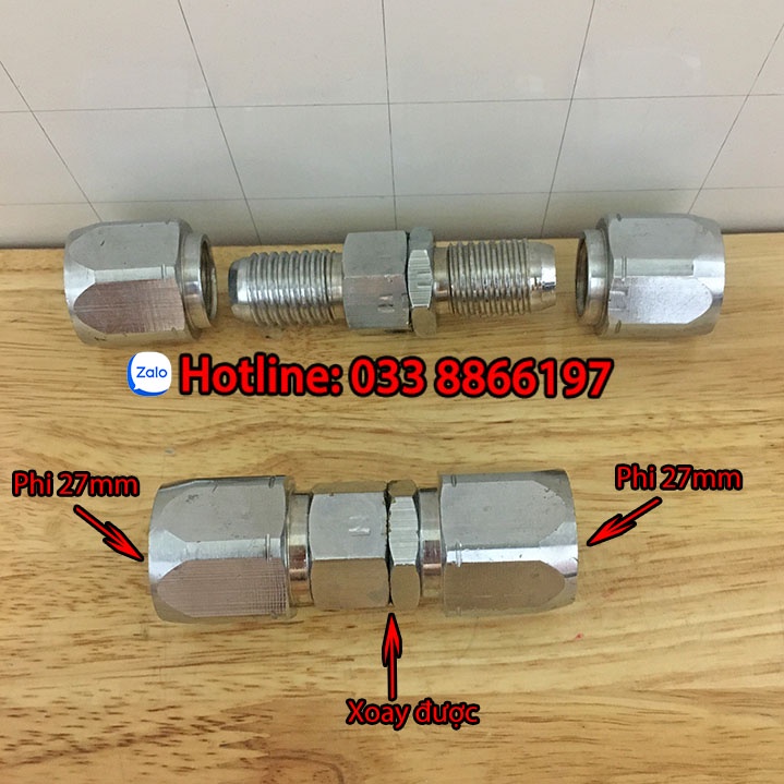 Khớp xoay nối hai đầu ống dây bơm xăng dầu phi 27mm