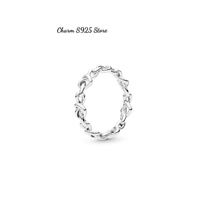 nhẫn đeo tay charm pan Ale Knotted Hearts Ring s925