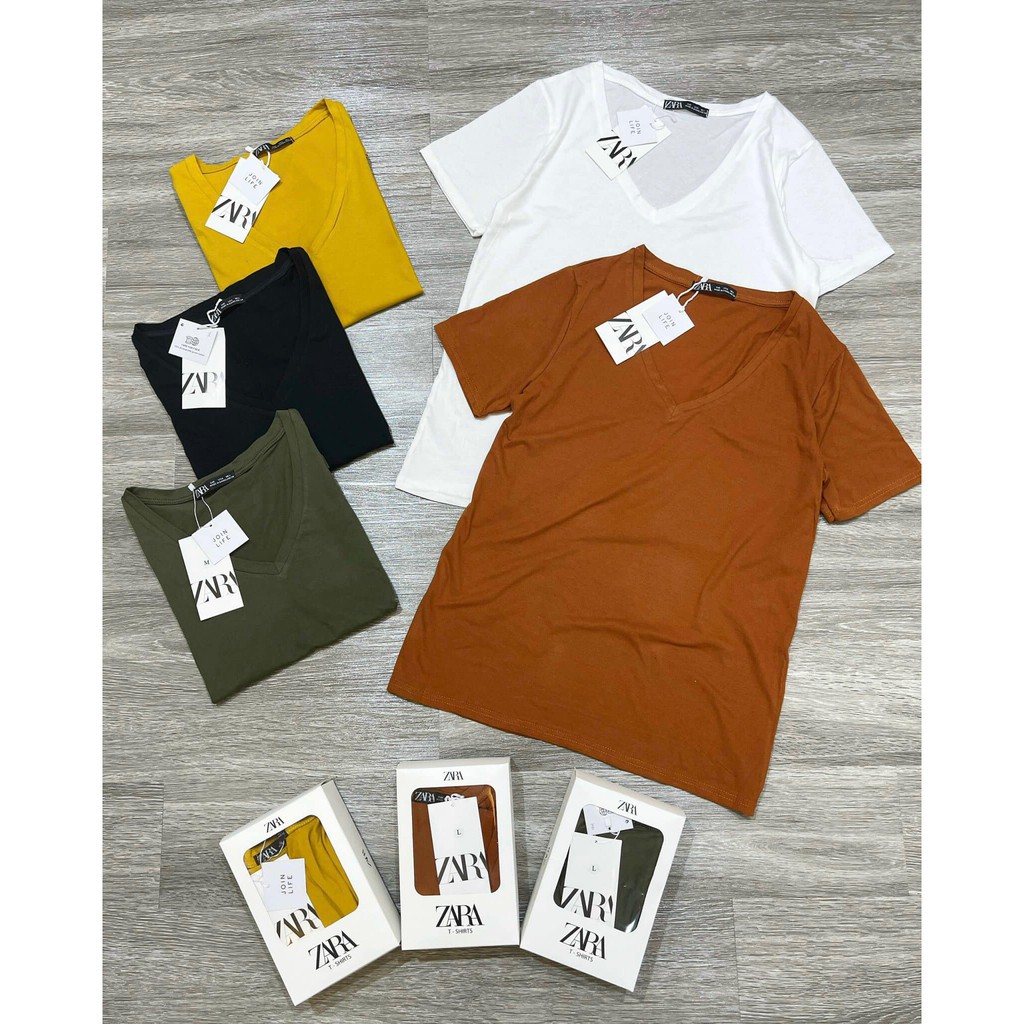 Áo phông  nữ cổ tim ZARA tay ngắn - hàng đẹp | BigBuy360 - bigbuy360.vn