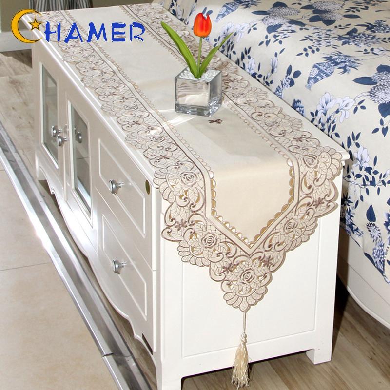Table Runner Rustic Style Waterproof Home Kitchen Dining Banquet Wedding Party Polyester Embroidered Tablecloth