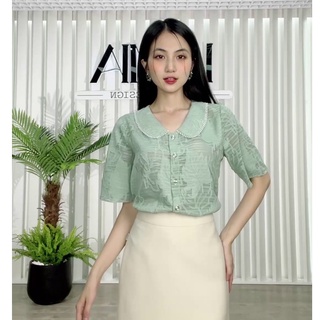 Áo sơ mi nữ hè Lamia Design SM292 màu xanh ngọc