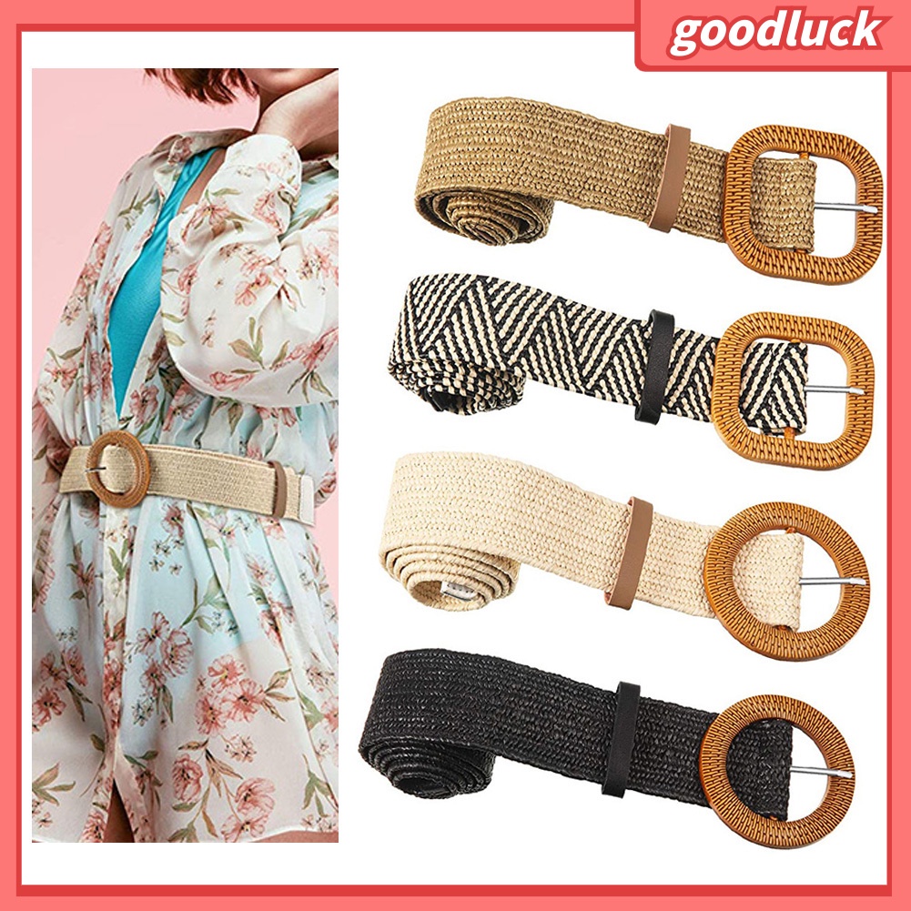 Thắt lưng dây bện bản lớn màu trơn phong cách vintage cho nữ