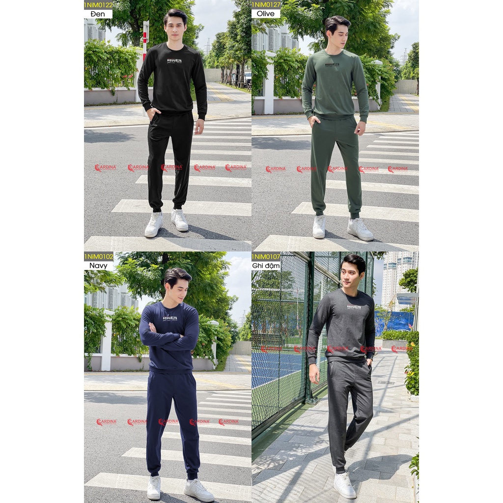 Bộ Nỉ Nam Thể Thao Thu Đông 𝐂𝐀𝐑𝐃𝐈𝐍𝐀 𝑺𝒂̀𝒊 𝑮𝒐̀𝒏 Chất Cotton Da Cá Cao Cấp In Chữ Khỏe Khoắn Năng Động Mã 1NiM01