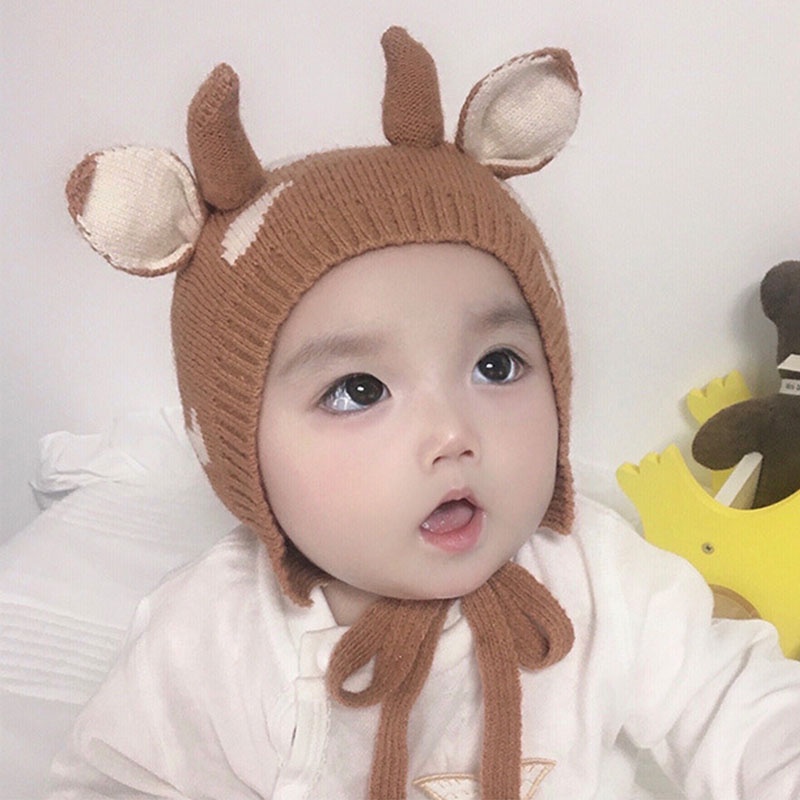 Mũ Dệt Kim Dày Dặn Ấm Áp In Họa Tiết Hoạt Hình Dễ Thương Thời Trang Thu Đông Cho Bé Sơ Sinh