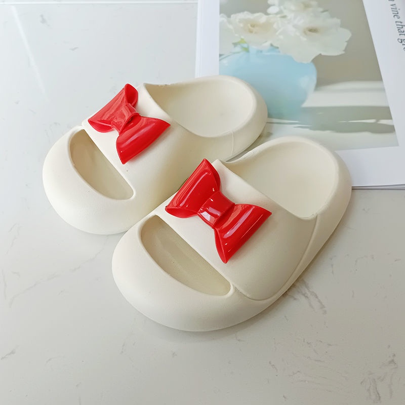 Dép Đi Trong Nhà Đế Mềm Chống Trượt Đính Nơ Thời Trang Mùa Hè Cho Mẹ Và Bé
