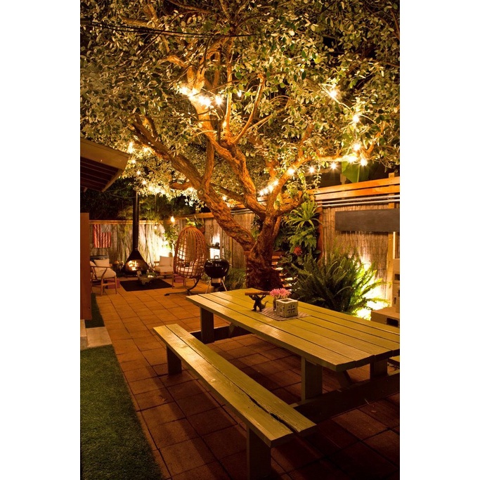 Dây đèn trang trí ngoài trời dùng cho quán cà phê, trà sữa,trà chanh, decor...5m 10 bóng, 10m 15 bóng, 10m 20 bóng