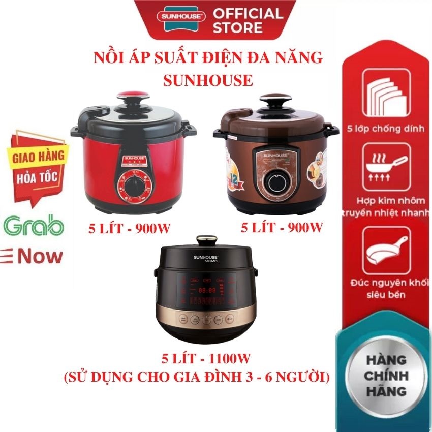 Nồi Áp Suất Cơ Anod 5 Lít SUNHOUSE SHD1585B-2022 Siêu Dày Mới 100% Chính Hãng Bảo Hành Toàn Quốc