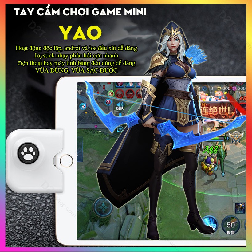 Tay cầm game mini YAO- nút joystick cho các game MOBA và FPS cực mượt, gắn vào là chơi