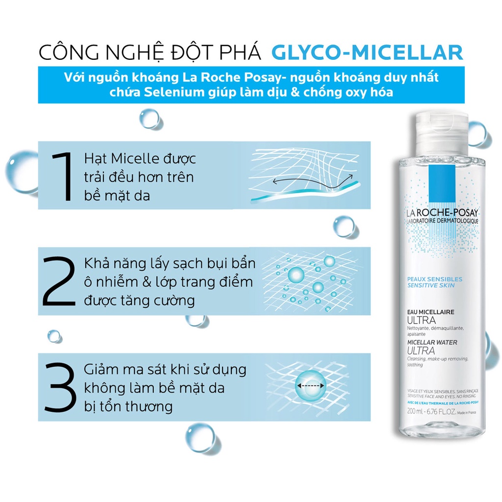 Nước Tẩy Trang La Roche Posay Cho Da Dầu Mụn, Da Khô, Da Nhạy Cảm Effaclar Eau Micellaire Ultra 400ml
