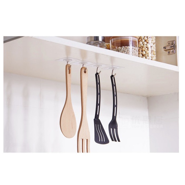 Móc dán tường trong suốt, chịu lực,Siêu dính kích thước 6x6 cm
