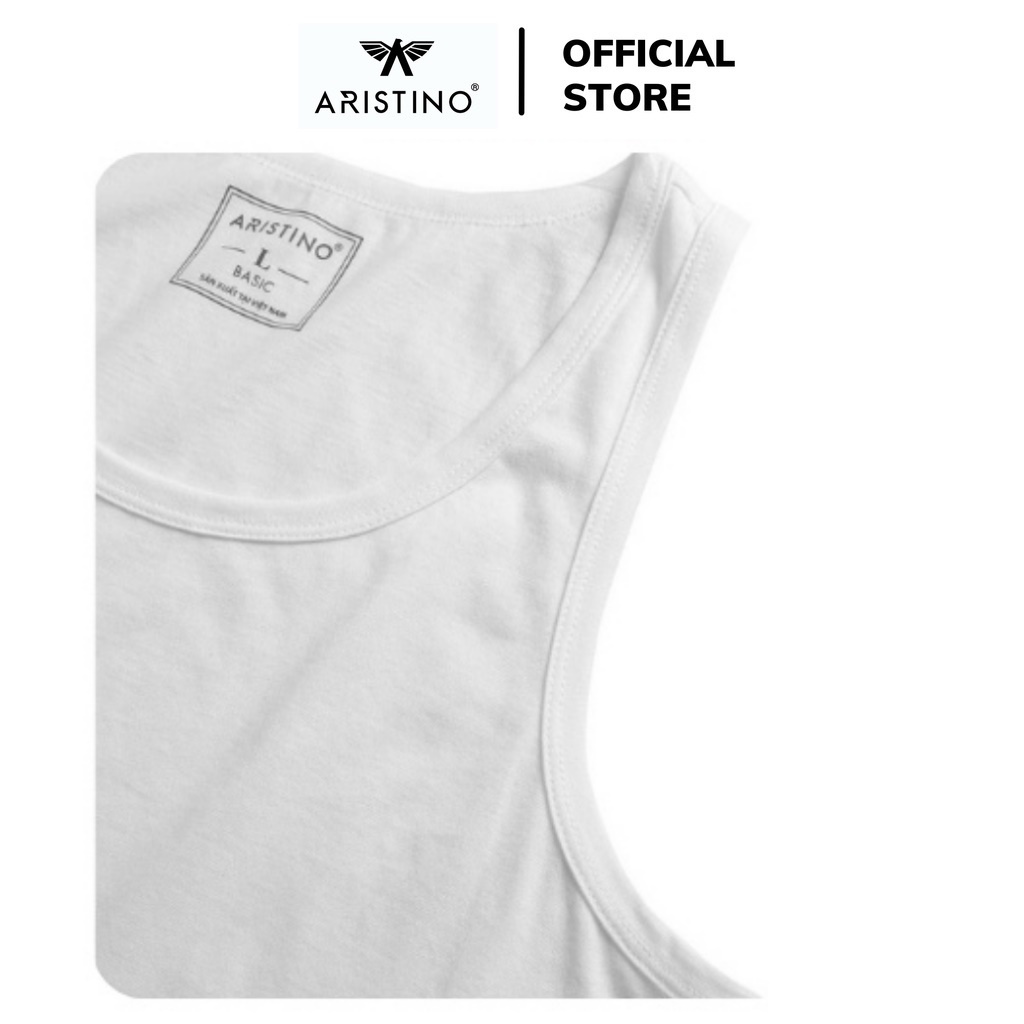 Áo ba 3 lỗ nam cao cấp Aristino thun may ô lót trong sơ mi màu trắng trơn đơn giản dáng Classic vải  cotton mềm mịn AC21