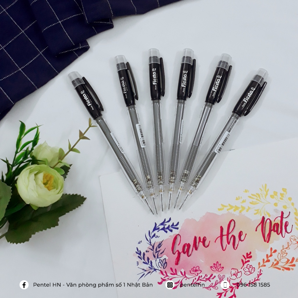 Bút Chì Kim Pentel Nhật Bản Fiesta AX107 Ngòi 0.7mm | Thiết Kế Thân Trong Đẹp Mắt |Trang Bị Đầu Tẩy Tiện Dụng | 3 Màu Vỏ