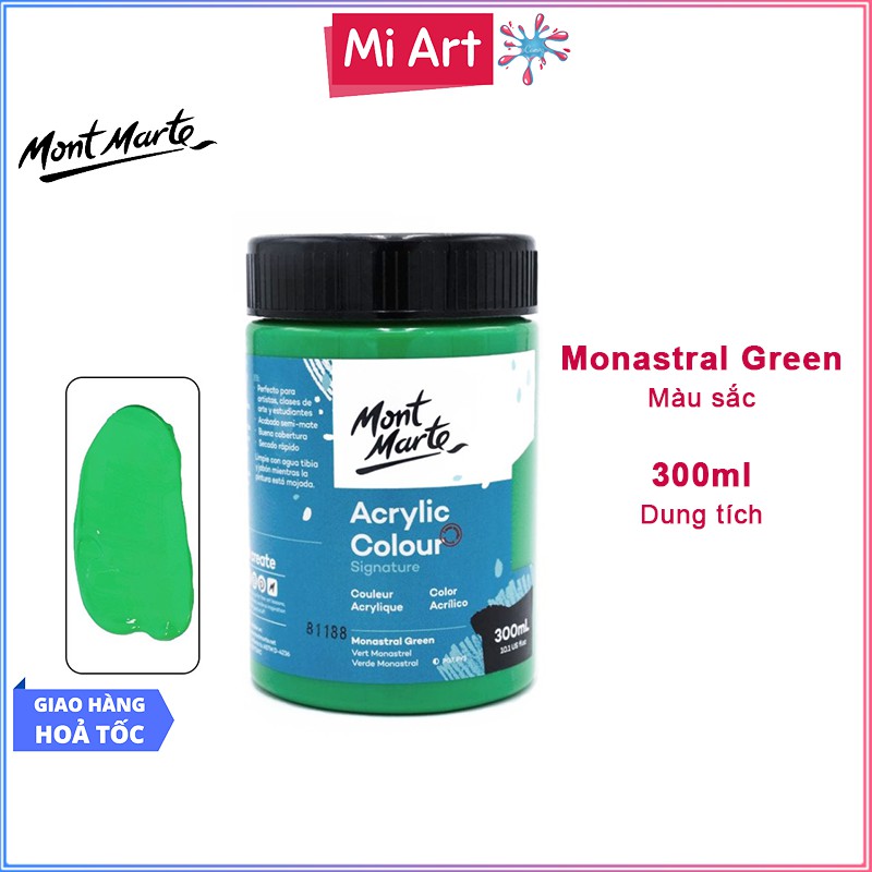 Màu Acrylic Mont Marte 300ml - Monastral Green - Acrylic Colour Paint Signature 300ml (10.1oz) - MSCH3057