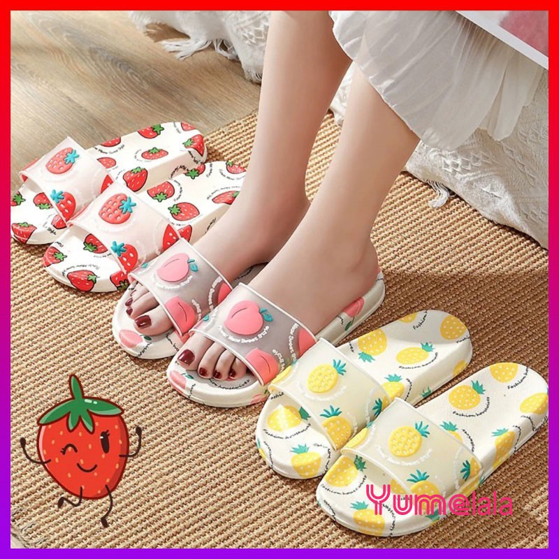 Dép 3D Dâu Đào Dứa Quai ngang trong suốt XINH XINH - Đế nhựa chống trượt