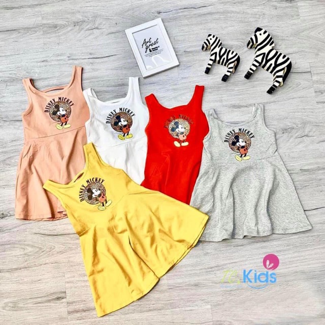 Đầm thun micky cao cấp cho bé gái