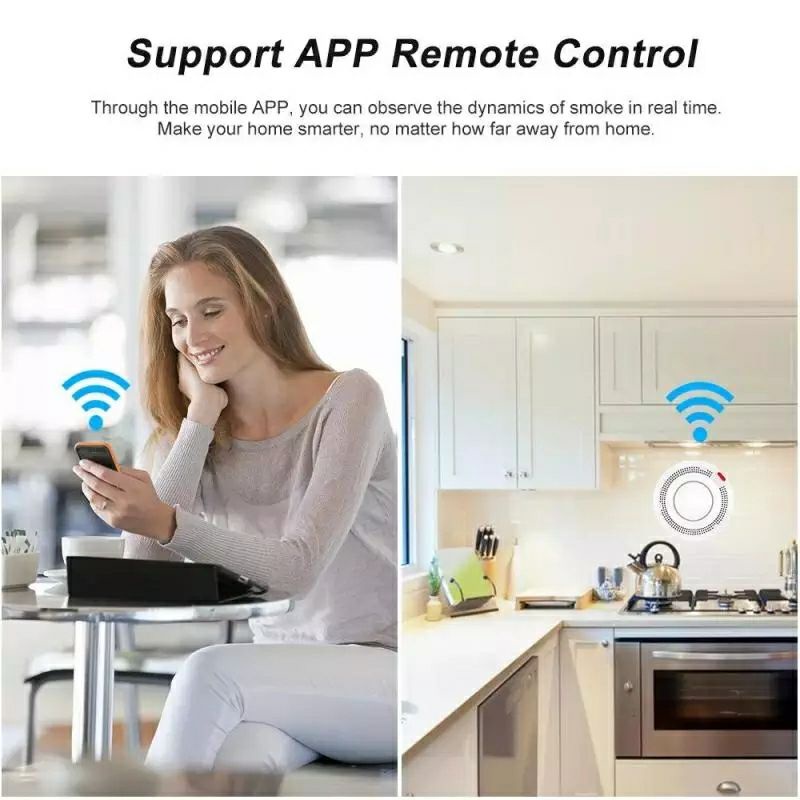 Cảm biến báo cháy báo khói Tuya WiFi lắp đặt siêu dễ