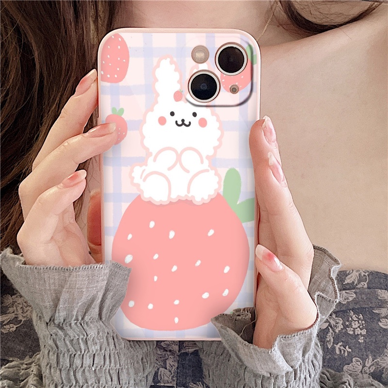 Ốp iphone thỏ dâu tây dễ thương cho iphone 6/6plus/6s/6splus/7/7plus/8/8plus/x/xr/xs/11/12/13/pro/max/plus/promax