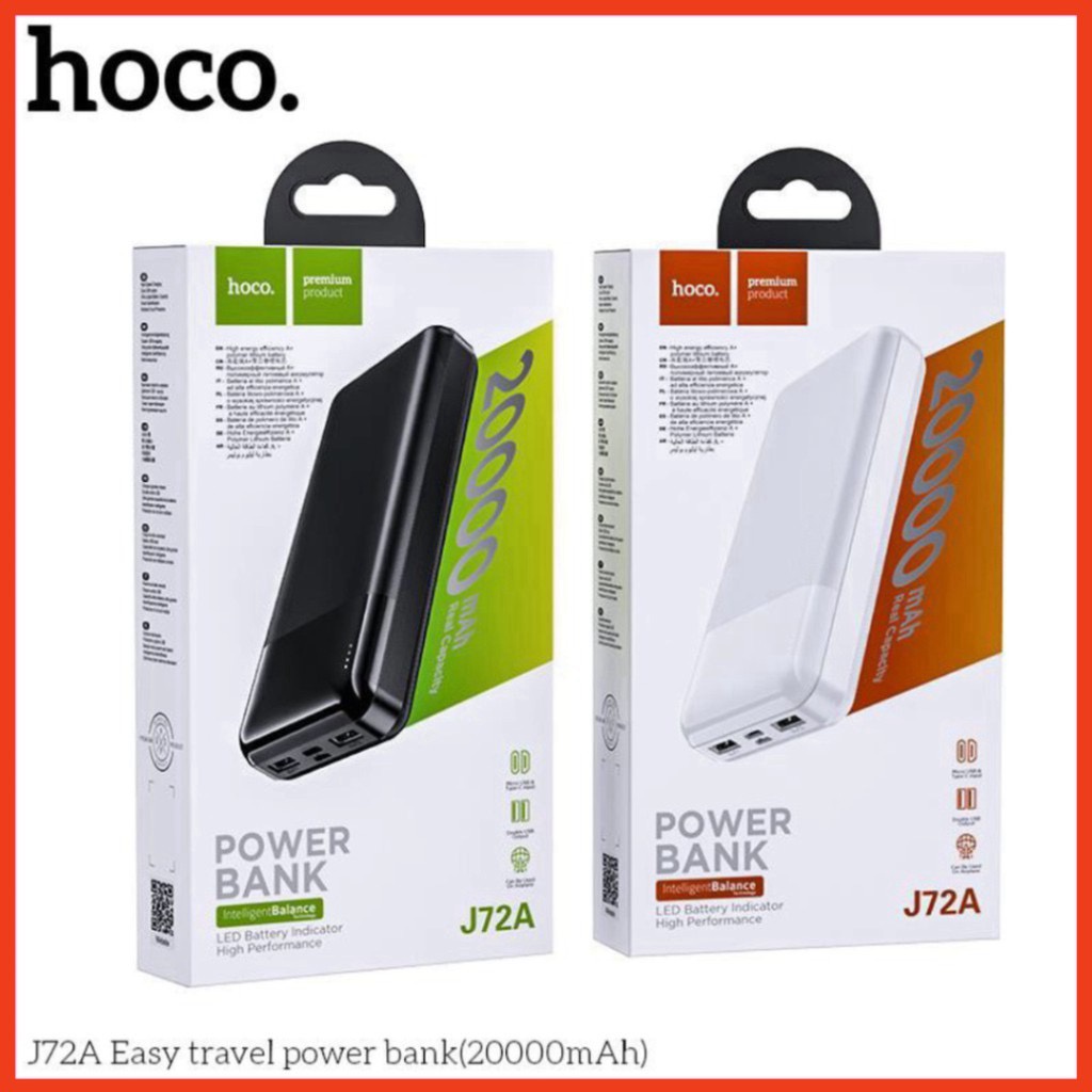 Sạc Dự Phòng 20000mAh 2 cổng Input Chính Hãng Hoco J72A Easy travel (Bảo Hành 12 Tháng)