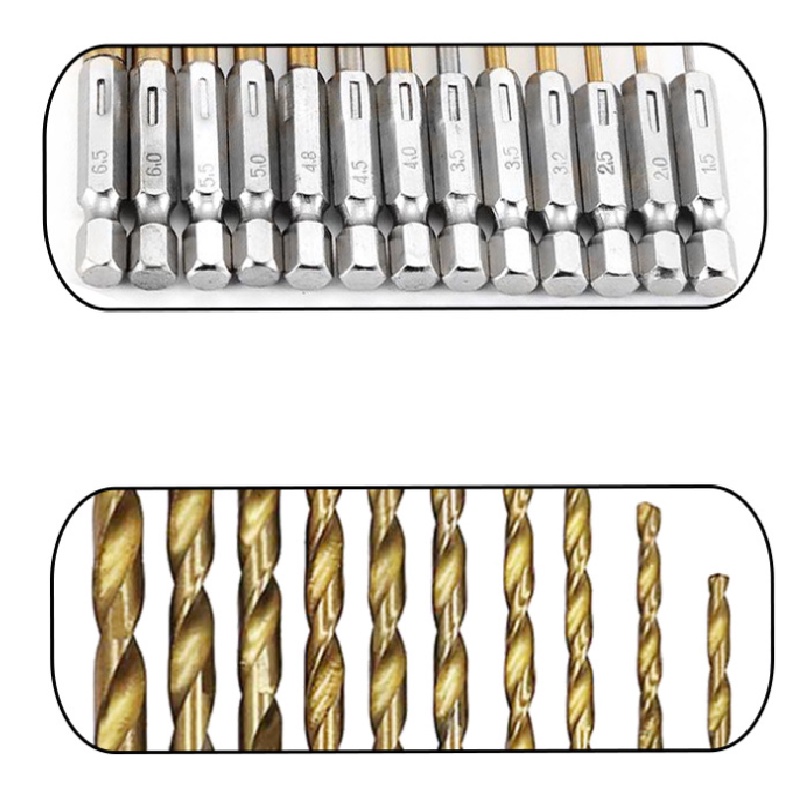 Bộ 13 mũi khoan xoắn chuôi lục giác 6.35 từ 1.5-6.5mm