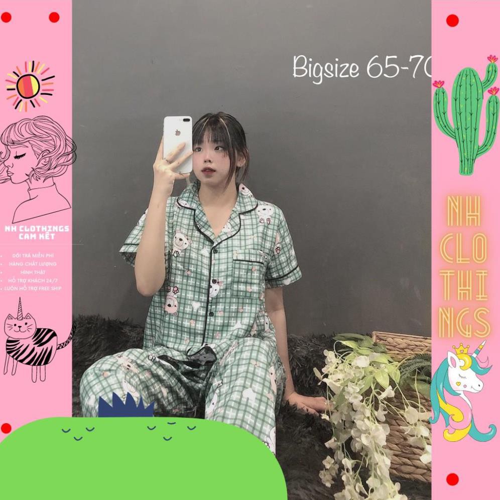 Bộ đồ ngủ, đồ bộ Pijama lụa nữ mặc nhà tay ngắn quần dài bigSize chất kate thái NH CLOTHINGS