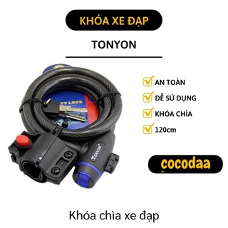 Dây khoá chống trộm - Khóa chìa xe đạp Tonyon dài 120cm dây cáp chắc chắn chống nước vào ổ khoá 2584 [FREESHIP]