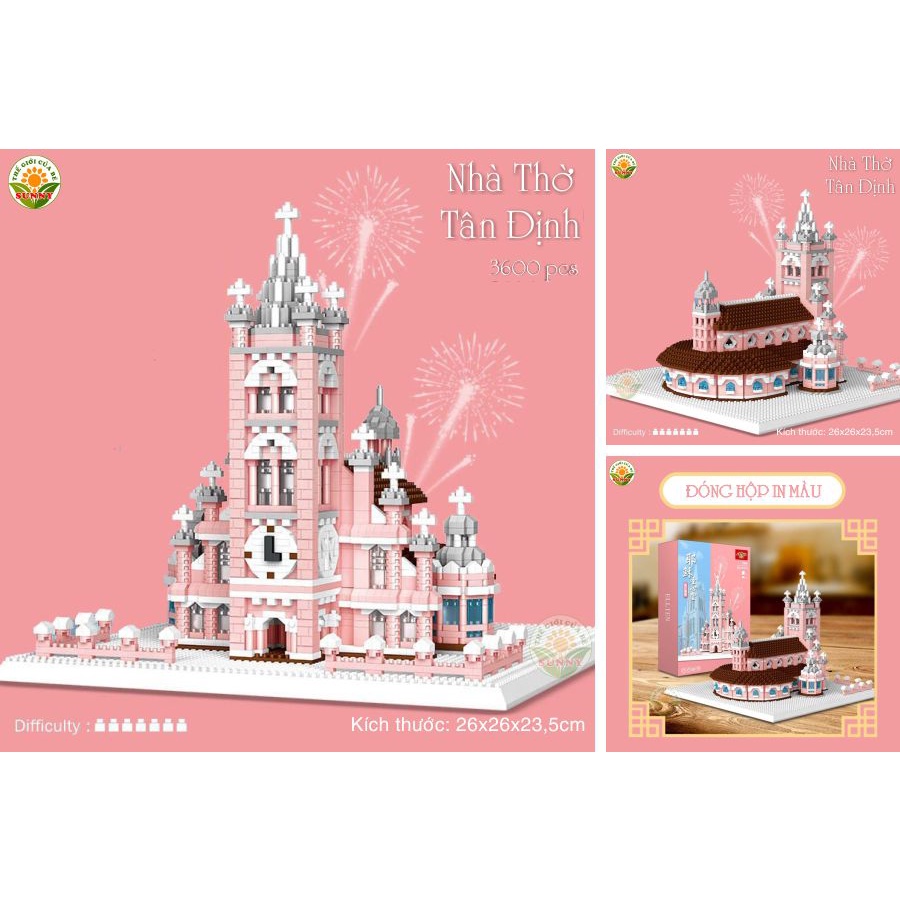 Mô hình nhà thờ Tân Định - Xếp hình cho bé rèn luyện trí thông minh - Sunny