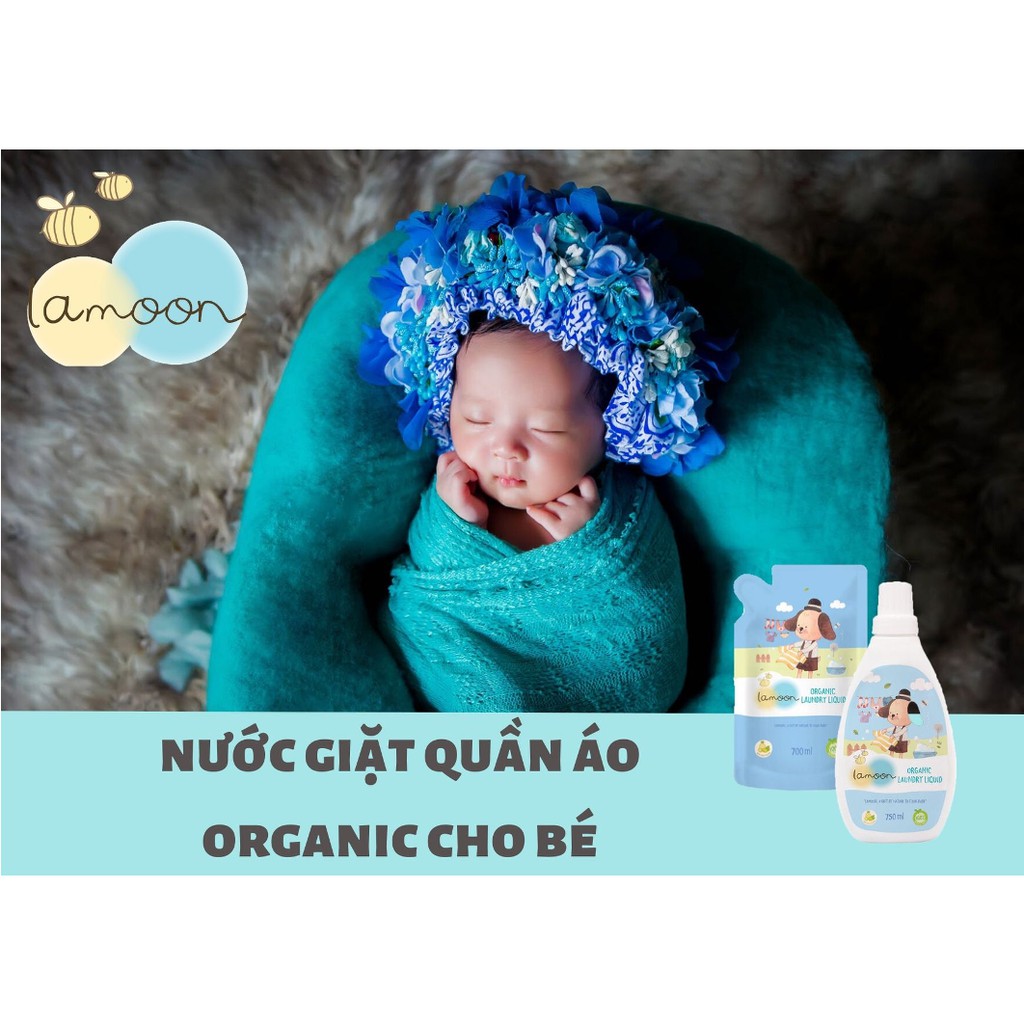 Nước giặt quần áo Organic cho bé Lamoon - Túi 700ml