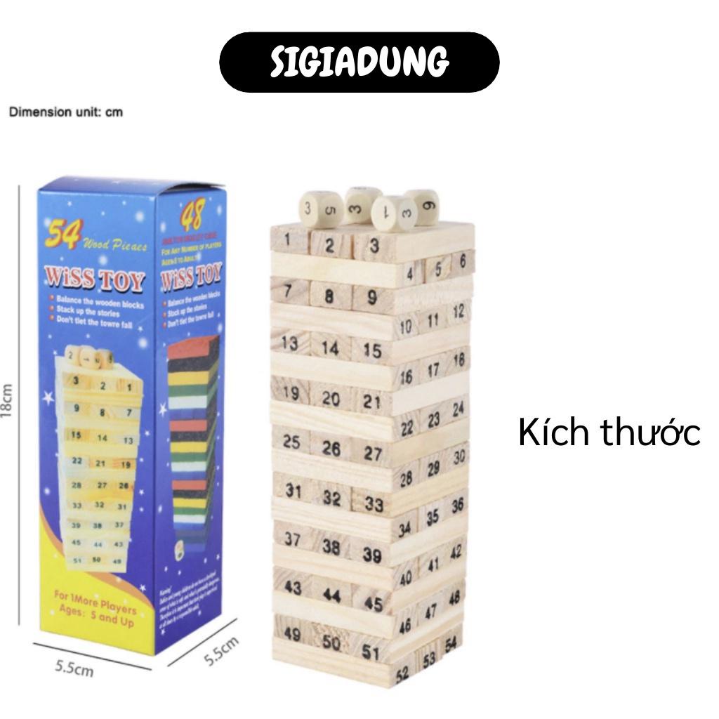 [SGD] Đồ chơi rút gỗ Wiss Toy - Bộ đồ chơi rút gỗ 54 miếng và 4 xúc xắc - đồ chơi phát triển trí tuệ 2658