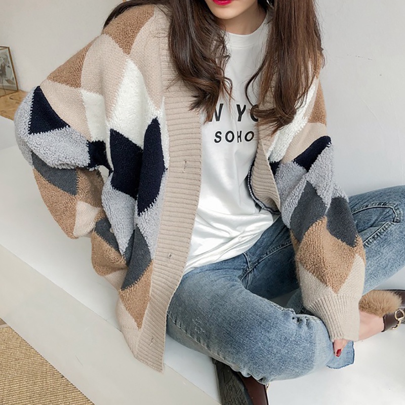 IELGY Áo khoác cardigan IELGY dệt kim dáng rộng phong cách Hàn Quốc cho nữ